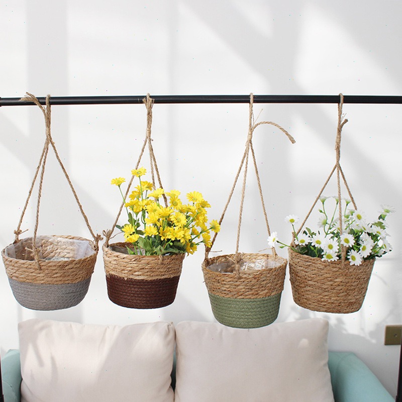 القش سلة معلقة اناء للزهور حبل - مراجعة Spider Plant Hanging وسعره